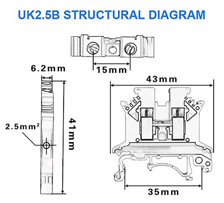 CNBX Factory Price UK waterproof din rail electric plastic screw clamp terminal block