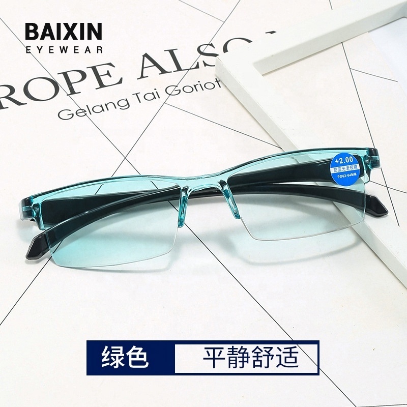 New Arrival Anti Blue Light Reading Glasses 100 To 400 Degree Smart Zoom Yellow Green Blue White Magnifying Eyeglasses Wholesale