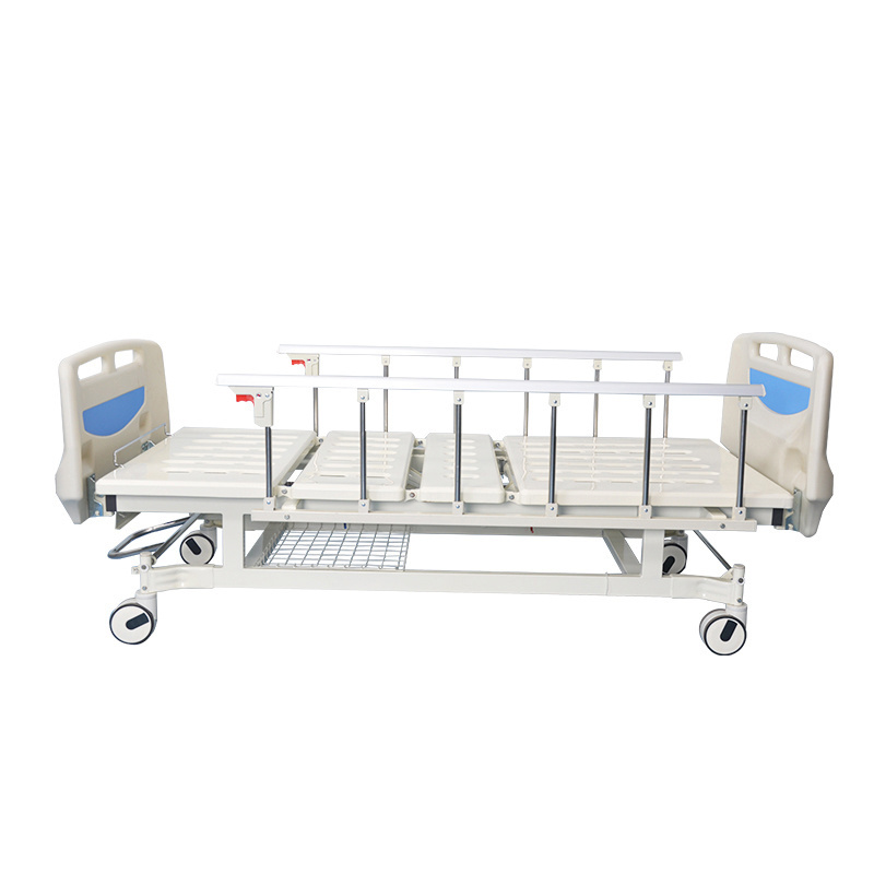 Boshikang Stainless steel 6 bars side rails manual 2 crank function hospital bed with central braking for new hospital