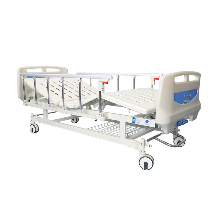 Boshikang Stainless steel 6 bars side rails manual 2 crank function hospital bed with central braking for new hospital