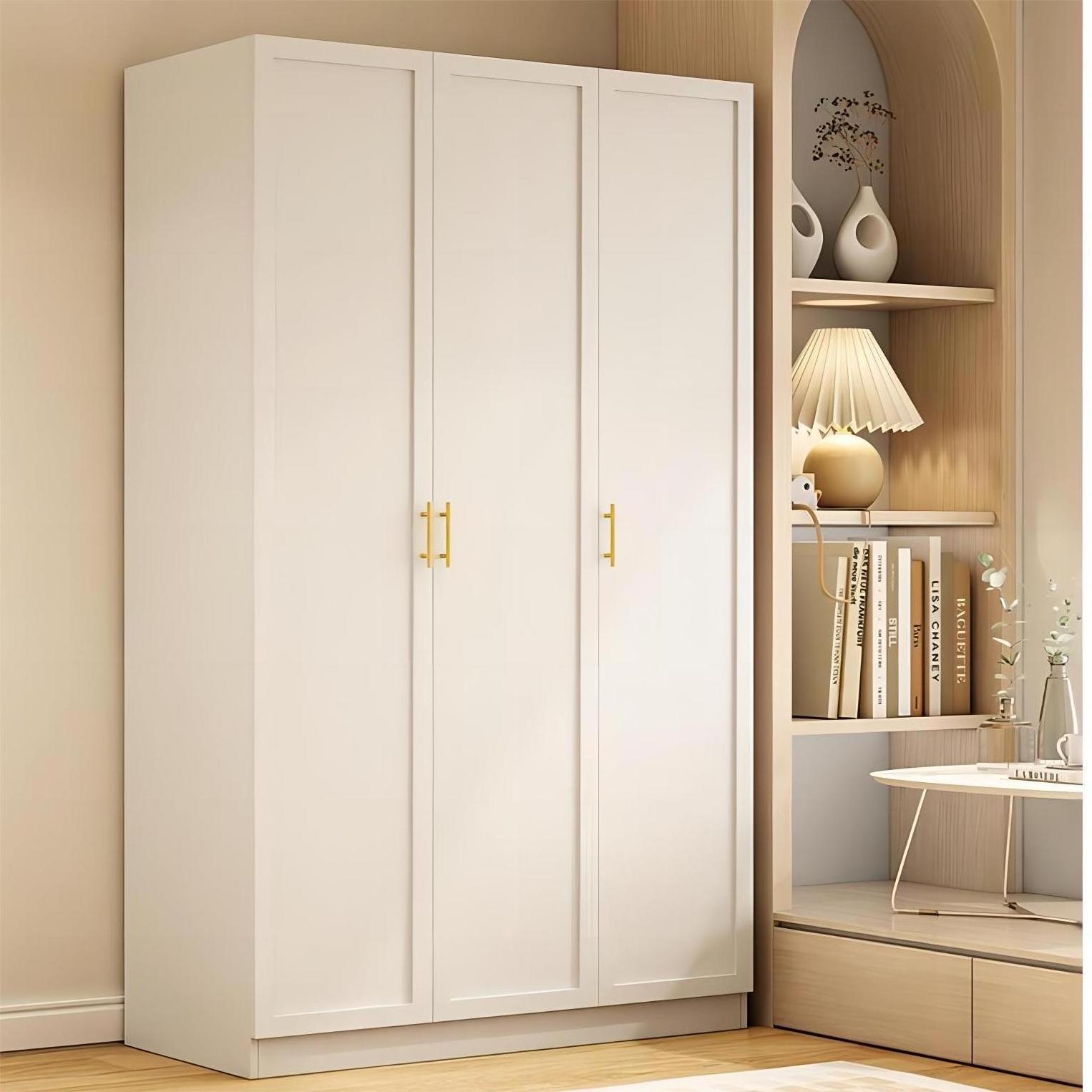 French wardrobe Home bedroom Modern light luxury cream style retro white custom solid wood glass door wardrobe