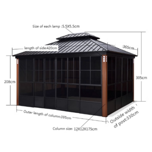 Purple leaf outdoor sun room gazebo aluminum alloy courtyard roof simple house resident villa homestays assembly house