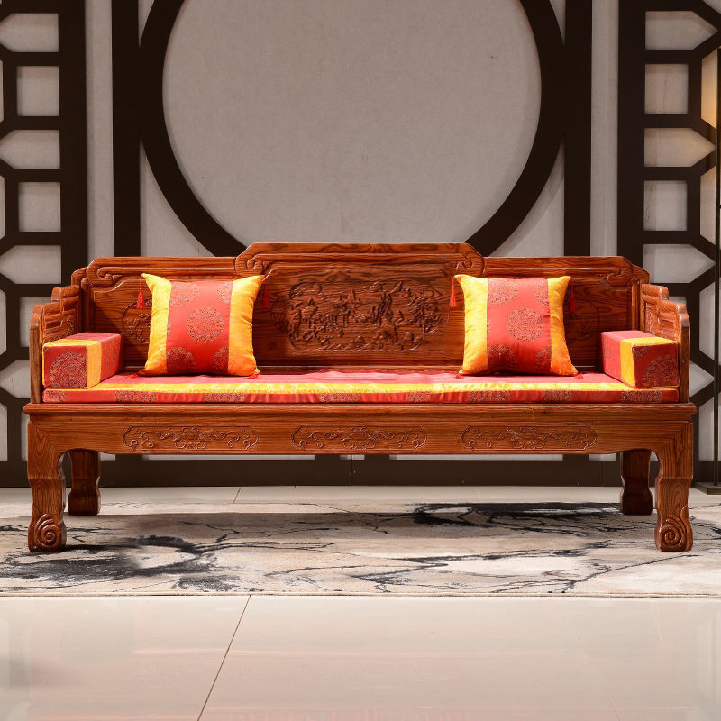 Arhat Bed Solid Wood Chinese Sofa Bed Laonan Elm Hotel Tea House Home stay Antique Furniture Simple Zen Bed