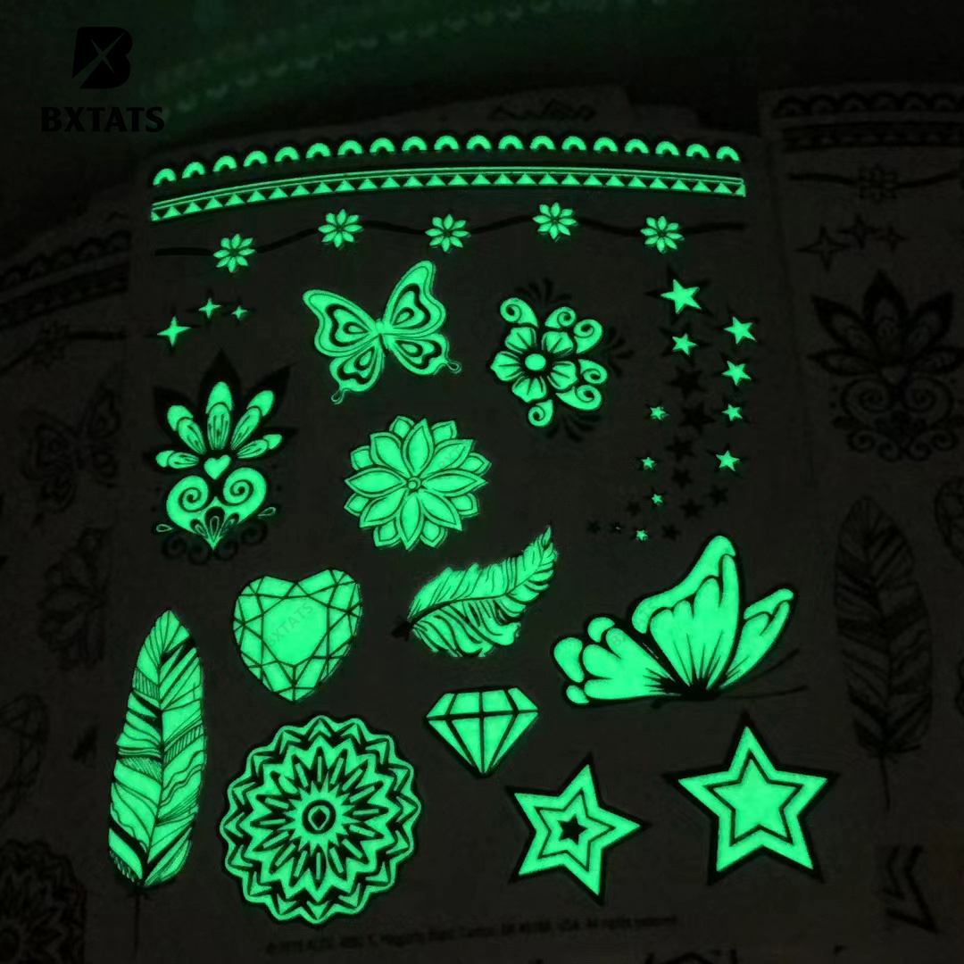 Factory Free Samples Glow In The Dark Tattoo Stickers Custom