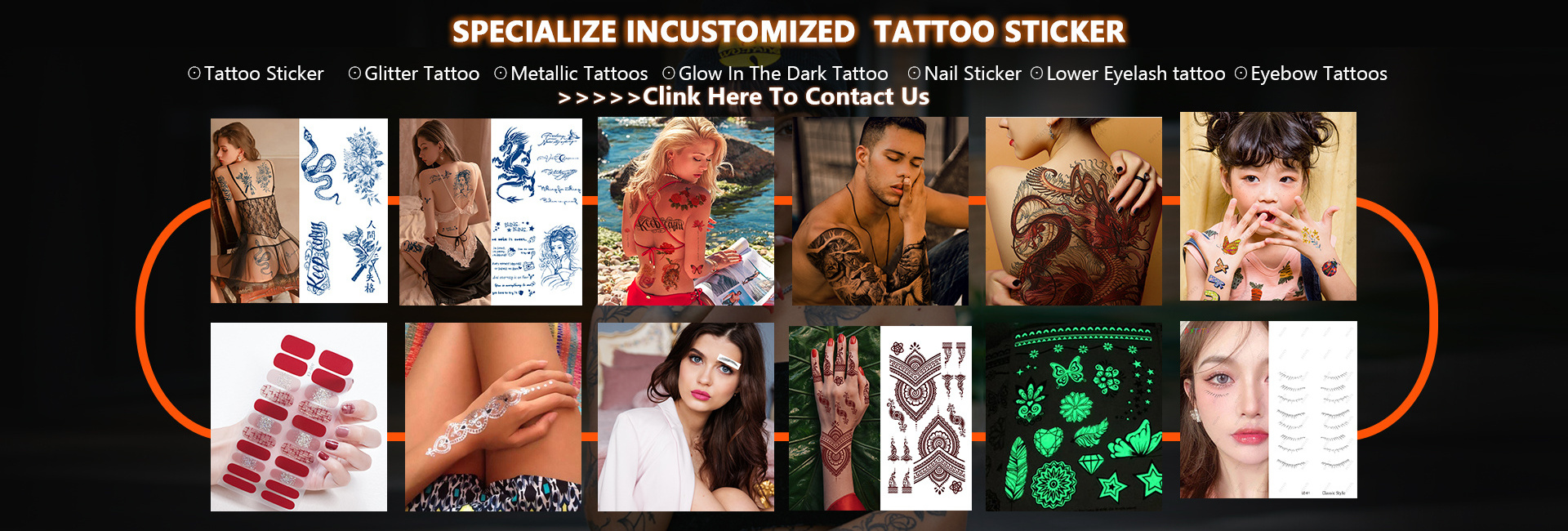 Factory Free Samples Glow In The Dark Tattoo Stickers Custom