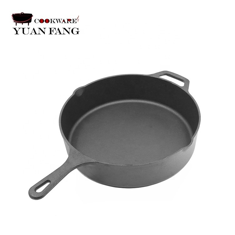 Factory Supply 30CM Cookware Low in price Round Shape Nonstick Cast Iron Frying Pan with Handle for Paella