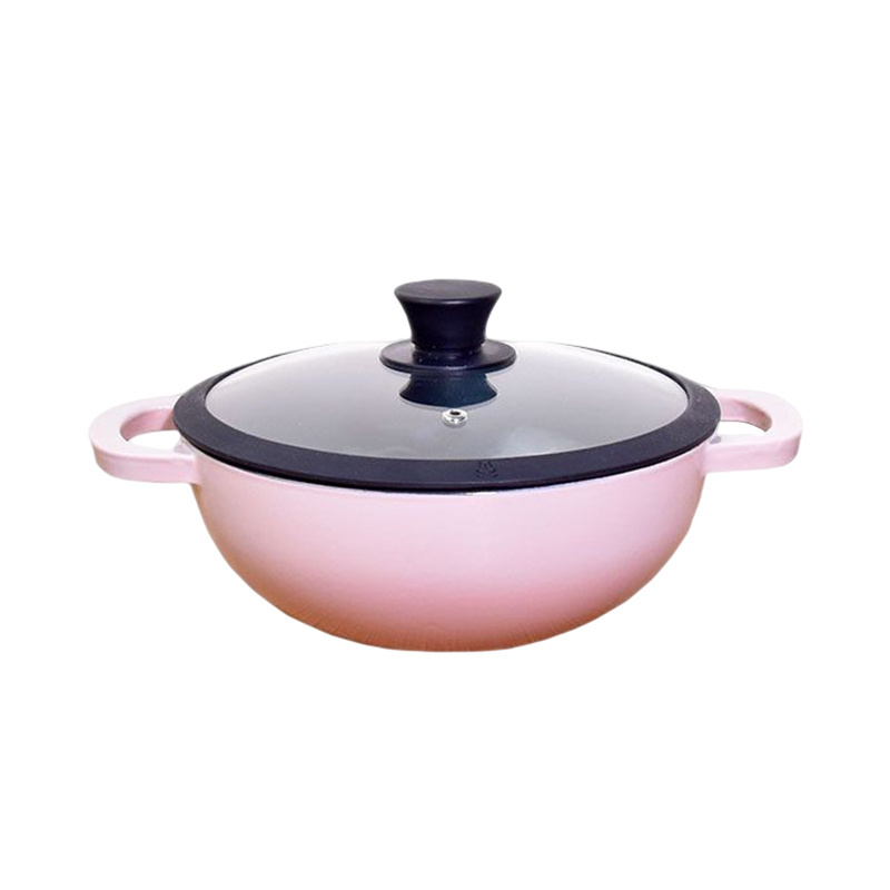 Factory Price Hot Cooking Pot 30CM Shallow Casserole Pot Soup Stew Stock Cooking Dutch Oven Cast Iron Seafood Pot