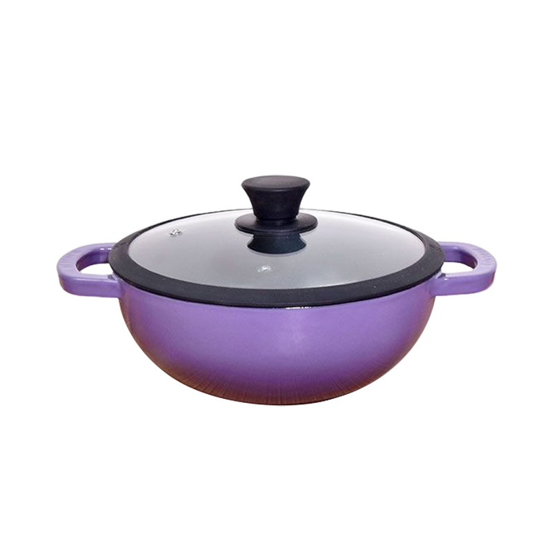 Factory Price Hot Cooking Pot 30CM Shallow Casserole Pot Soup Stew Stock Cooking Dutch Oven Cast Iron Seafood Pot