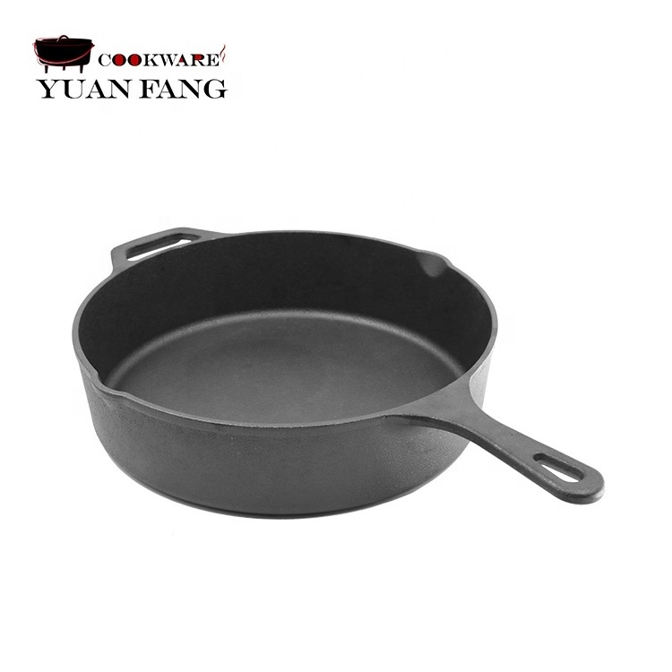 Factory Supply 30CM Cookware Low in price Round Shape Nonstick Cast Iron Frying Pan with Handle for Paella