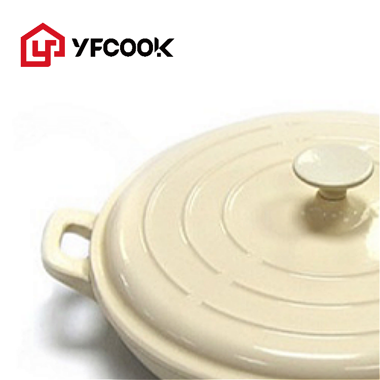 Hot Sale 32CM Enameled Colorful Non-stick Cookware Cast Iron Spanish Seafood Pot Stew Casserole Shallow Pot