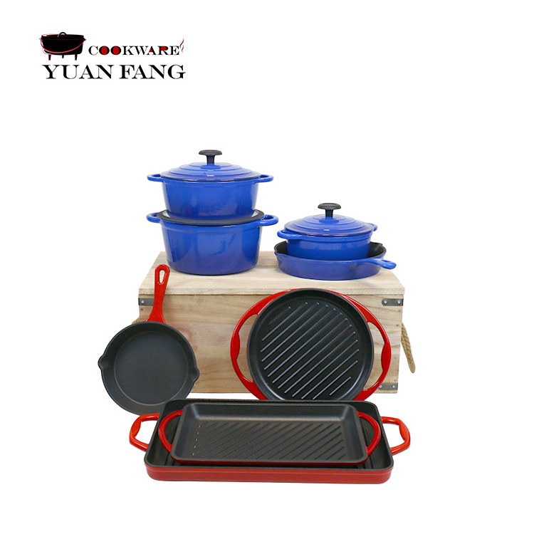 Wholesale High Quality Kitchen Cookware Sets Micro Pressure Cooker Enamel Cast Iron Pots and Pans Cookware Gift Set