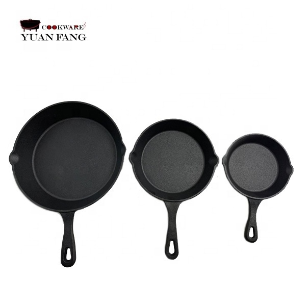 Wholesale Factory Supply Outdoor Cookware Frypan Nonstick Cast Iron Skillet Round Frying Pan with Handle