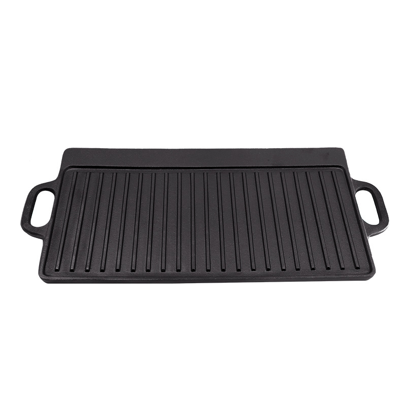 Free Sample PFOA free Lodge Light Weight Nonstick Cast Iron Outside Camping Cast Iron Reversible BBQ Griddle Grill Plate Pan