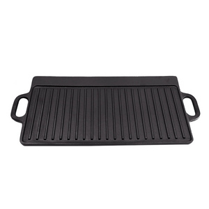 Free Sample PFOA free Lodge Light Weight Nonstick Cast Iron Outside Camping Cast Iron Reversible BBQ Griddle Grill Plate Pan