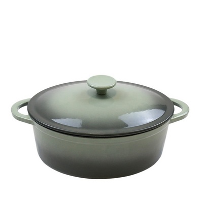 Factory Price Colorful 28CM Oval Enameled Cast Iron Dutch Oven Cast Iron Casserole Pot with Two Ears