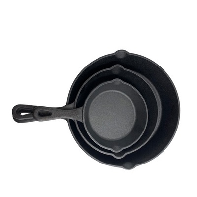 Wholesale Factory Supply Outdoor Cookware Frypan Nonstick Cast Iron Skillet Round Frying Pan with Handle