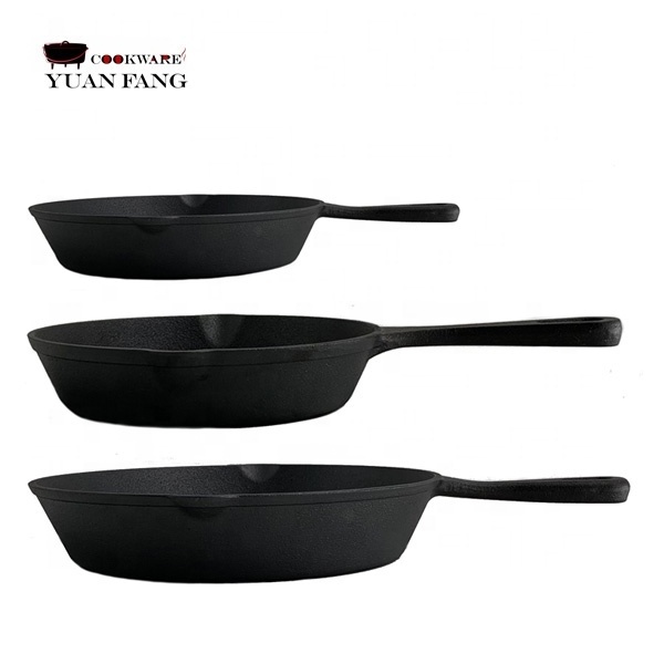 Wholesale Factory Supply Outdoor Cookware Frypan Nonstick Cast Iron Skillet Round Frying Pan with Handle