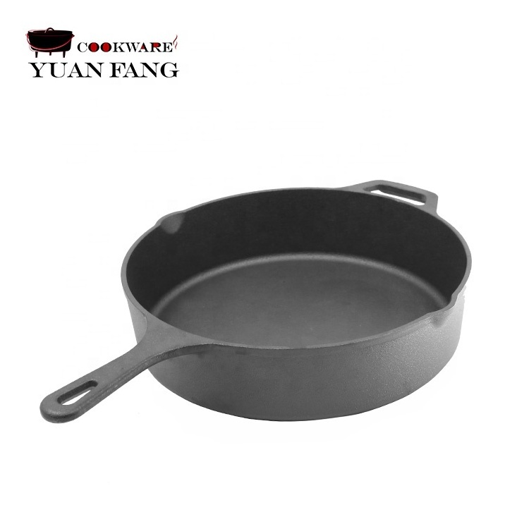 Factory Supply 30CM Cookware Low in price Round Shape Nonstick Cast Iron Frying Pan with Handle for Paella