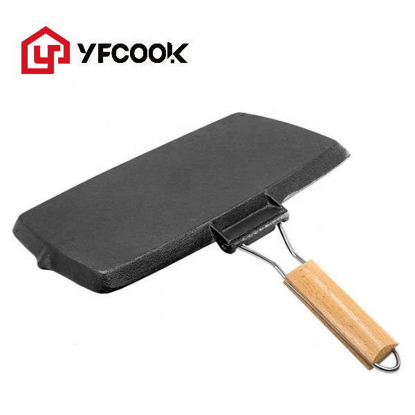 34CM Cast Iron Fry Pan and Skillet with Foldable Handle Vegetable Oil Preseason Cast Iron Cookware Grill Pan Steak Baking