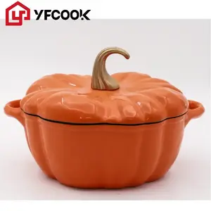 23/26CM Enameled Cast Iron Pumpkin Shape Stew Pot Casseroles Dutch Oven Cookware Set Enamelware Casserole and Soup Pot