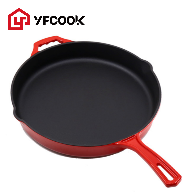 YFCOOK Free Sample PFOA free Kitchenware Dutch Oven Non-stick 7 Pieces Red Enamel Cast Iron Cookware Set Casserole Pots and Pans