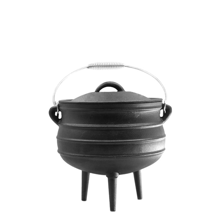 Wholesale Factory Price 11/14/24/26/30/32CM South African Pot Black Outdoor Cooking  Pots Cast Iron Cauldron for Cooking