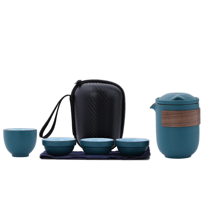 Hot Sale Portable Travel Tea Set Ceramic Gongfu Tea pot with small suit Carry Bag