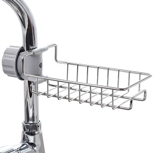 Stainless steel kitchen draining faucet storage rack for sponge soap holder