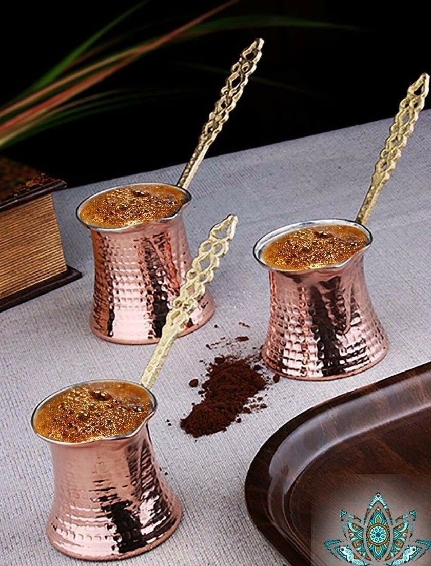 5 Sizes Turkish Coffee Pot Maker with Copper Hand Hammered Brass Handle Coffee Accessories