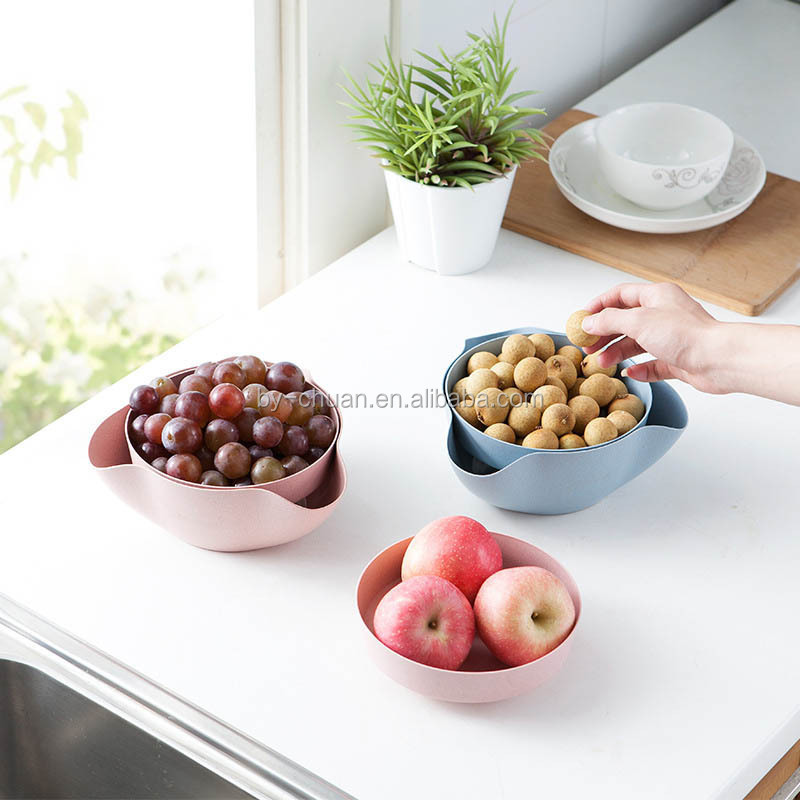 New 2 In 1 Environmental Fruit Compote Split Double Bowl Compote Candy Snack Nuts Box Holder Tray Dish Decoration Plate