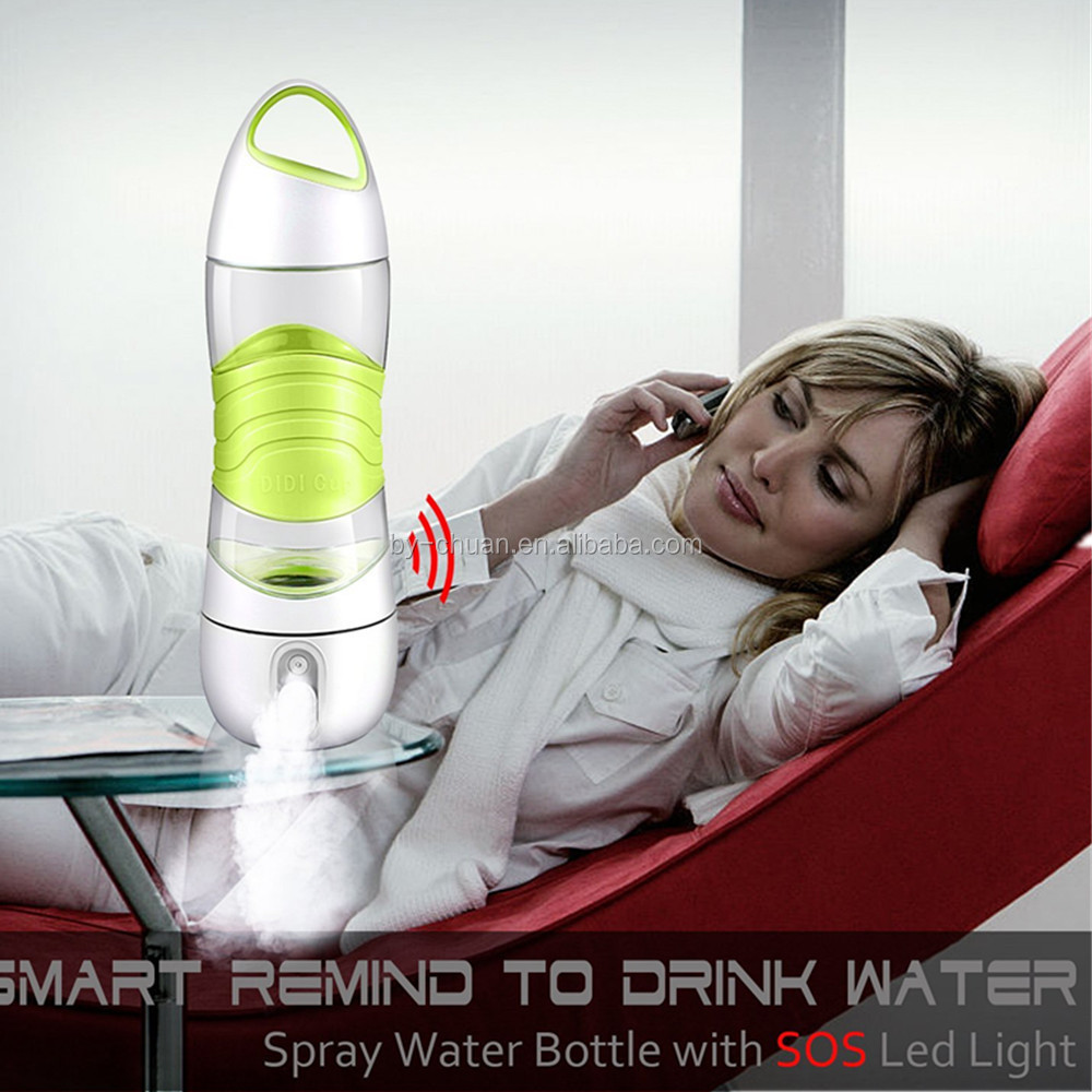 2017 Water Drinking Reminder Smart Water Bottle With Reminder Water Bottle With Nano Mister SOS LED Night Light