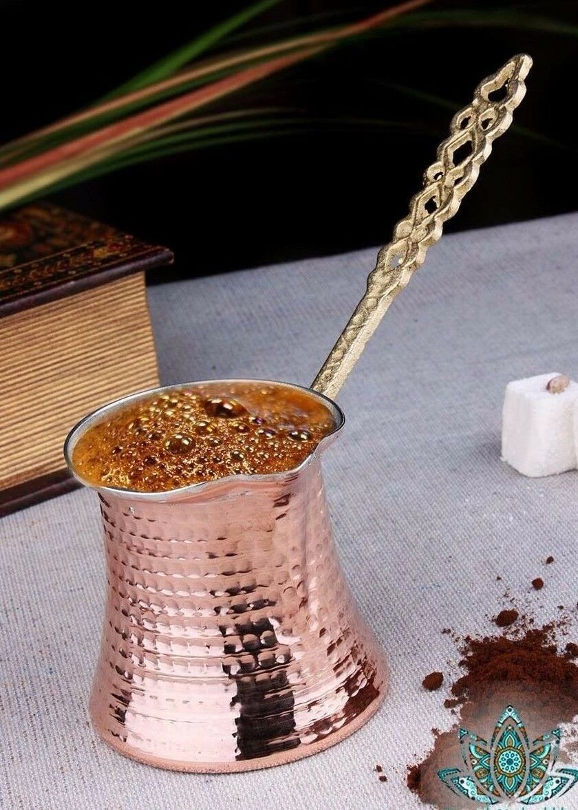 5 Sizes Turkish Coffee Pot Maker with Copper Hand Hammered Brass Handle Coffee Accessories