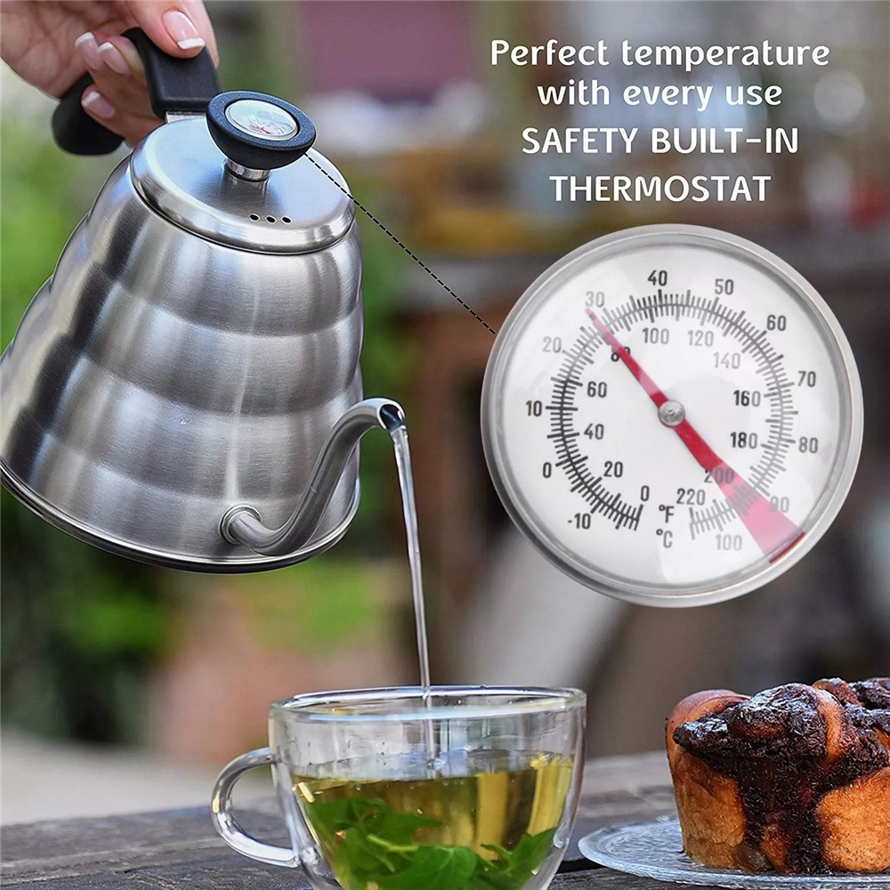 1200ML Premium Pour Over Coffee Kettle with Thermometer 40floz Gooseneck Tea Kettle 5 Cup 304 Stainless Steel Tea Pot