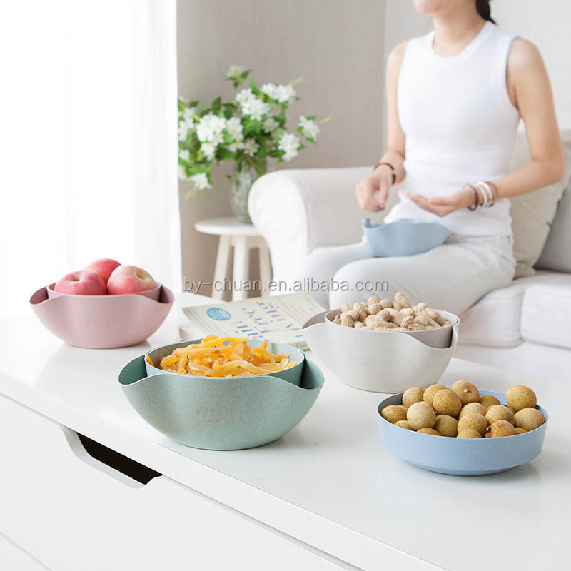 New 2 In 1 Environmental Fruit Compote Split Double Bowl Compote Candy Snack Nuts Box Holder Tray Dish Decoration Plate