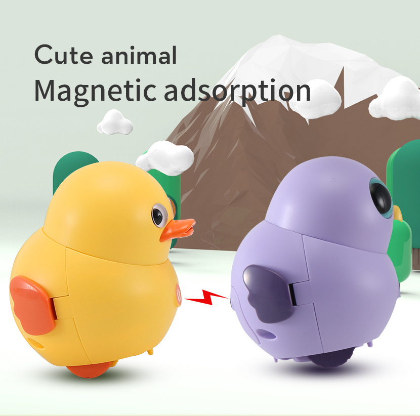 New Design Wholesale Fun Cute Plastic Magnetic Swing Animals Pet Swinging Animals Auto Follow Walking Chick Magnetic Swing Toys