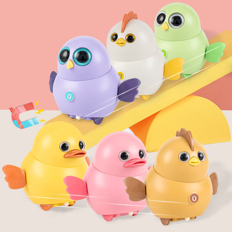 New Design Wholesale Fun Cute Plastic Magnetic Swing Animals Pet Swinging Animals Auto Follow Walking Chick Magnetic Swing Toys