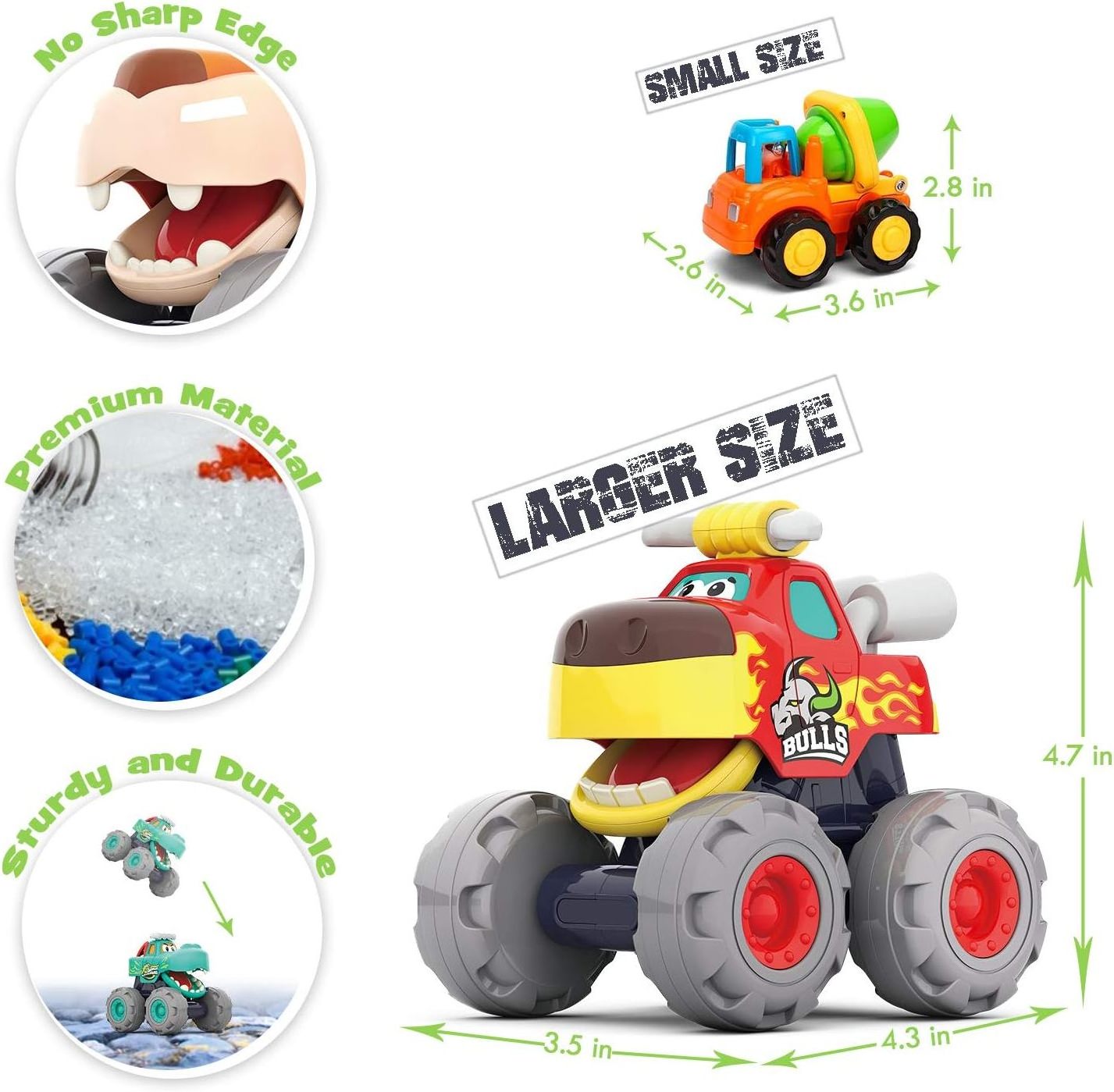 Hot sale Monster Truck Toy 3pcs Cartoon Friction Car Crocodile Friction Powered Bull Car Pull Back Leopard Car Big Wheel Truck