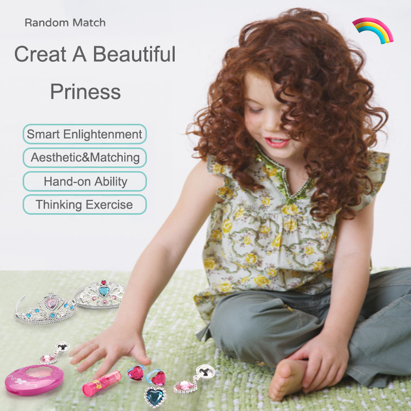 2023 Best Girl Gift Kids Beauty Set Toy Plastic Crown High Heel Shoes Princess Jewelry Toy Princesa Shoes Play Set