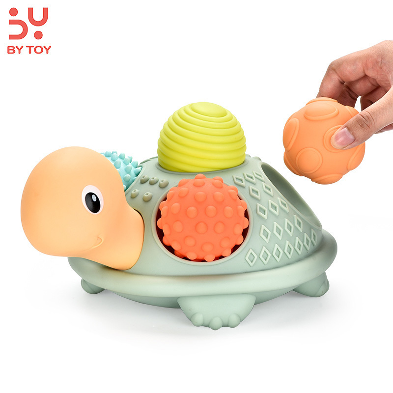 Infant Toy Happy Soft Glue Blocks Little Turtle System Sense Ball Saving Pot Toys Soft Silicone Pressing Balls Baby's Body Toy