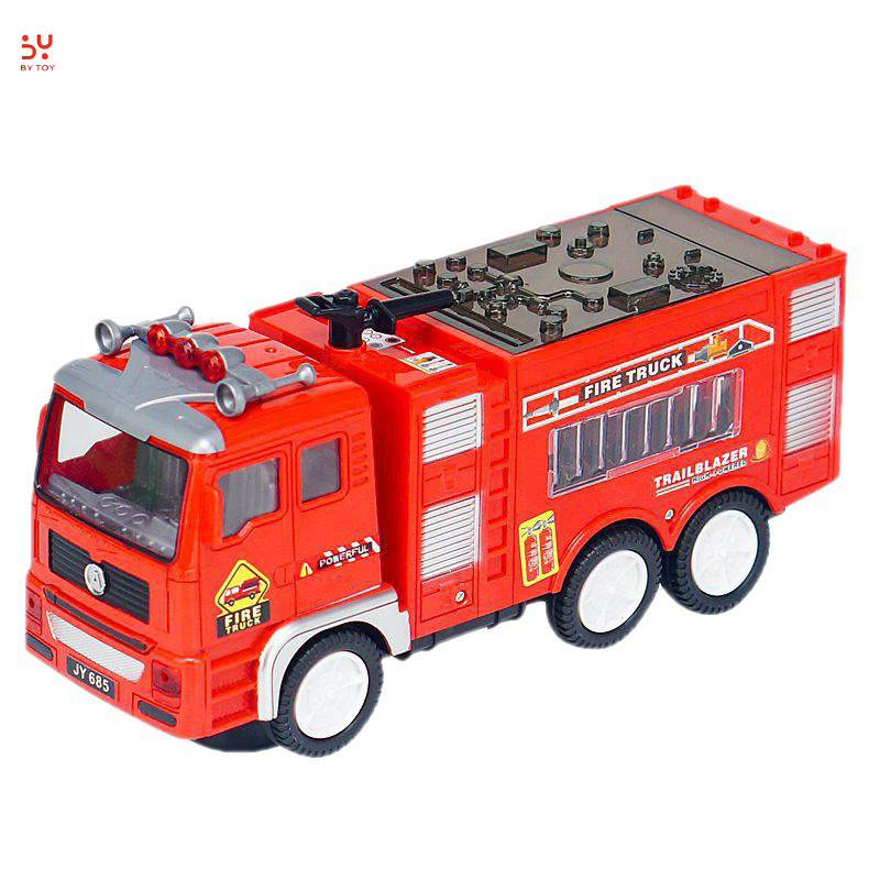 Electric Fire Truck Kids Toy  Bright Flashing 4D Lights & Real Siren Sounds Bump and Go Firetruck  Contact Fire Engine Toy Truck