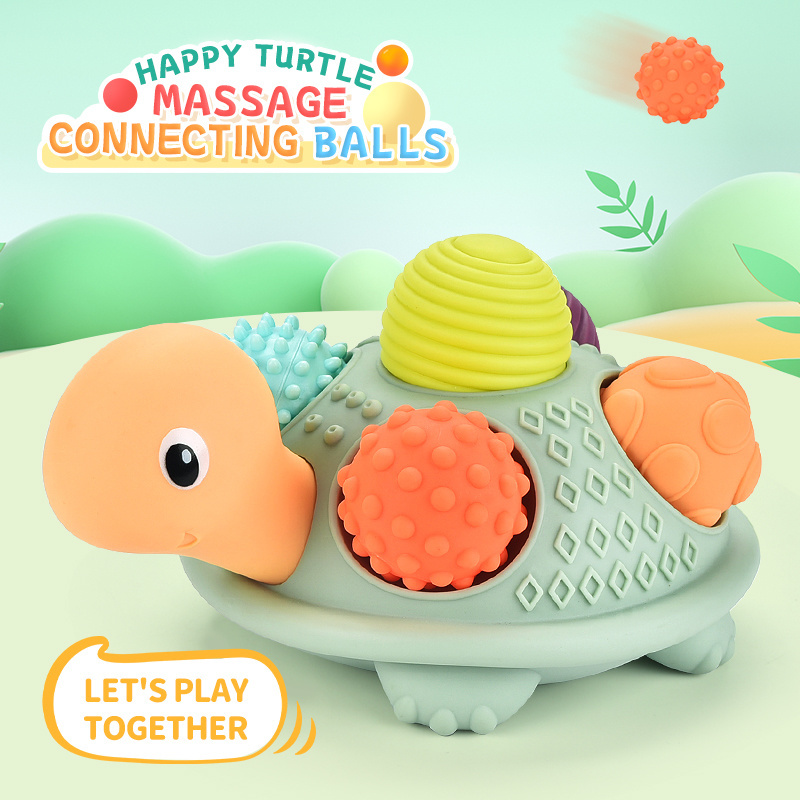 Infant Toy Happy Soft Glue Blocks Little Turtle System Sense Ball Saving Pot Toys Soft Silicone Pressing Balls Baby's Body Toy