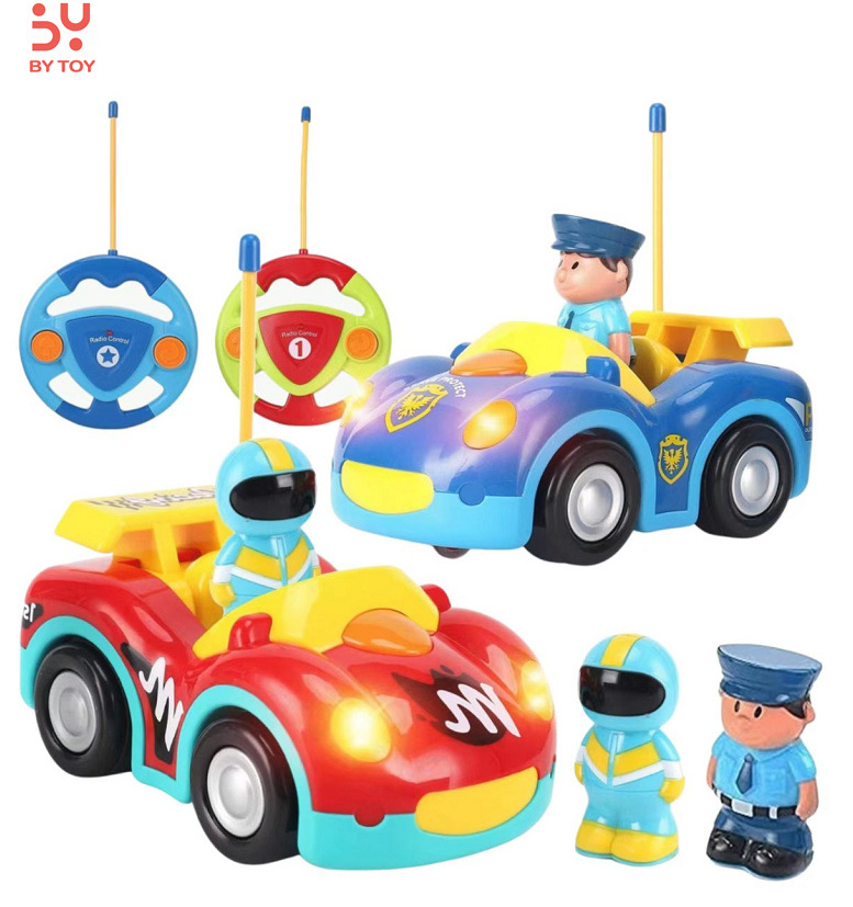 Hot Sales Easy To Use Remote Control Cartoon Police Radio Control Kids Electric Radio Control Race Car Toys For Toddlers