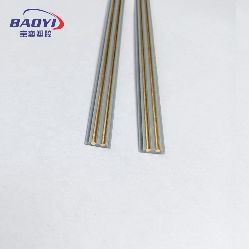 Gray round brass conductor track rail strip