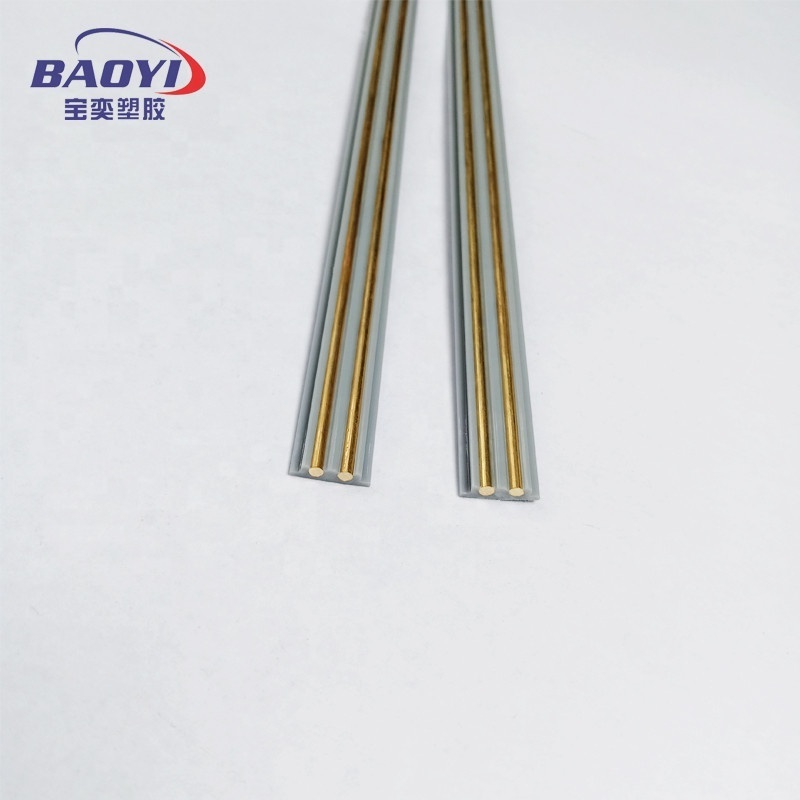 Gray round brass conductor track rail strip