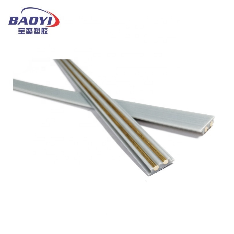 Gray round brass conductor track rail strip