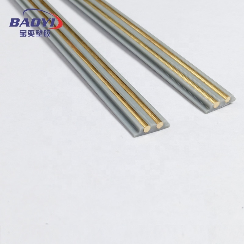 Gray round brass conductor track rail strip