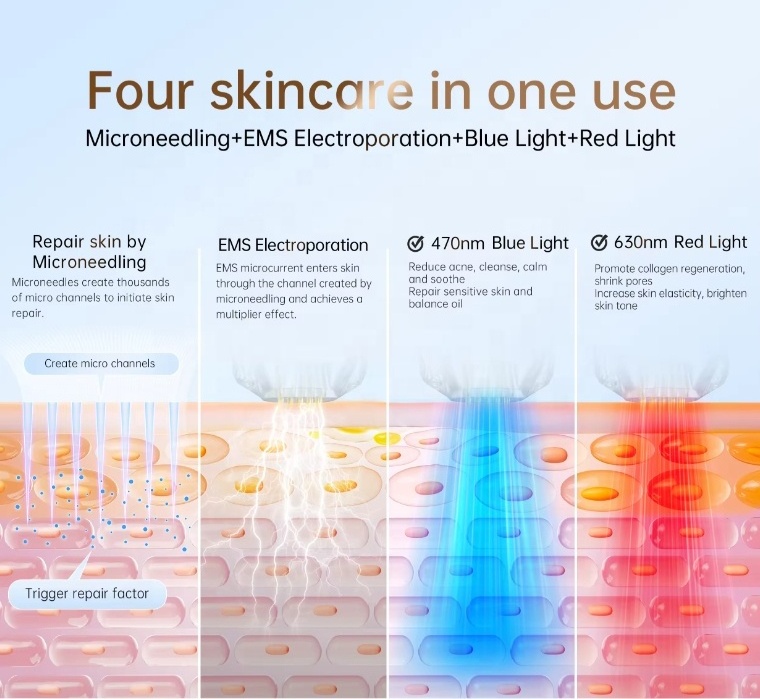 home clinic beauty salon skin treatment Bio Pen Q2 EMS MTS Microneeding Pen facial skin care tools LED red blue Light Therapy