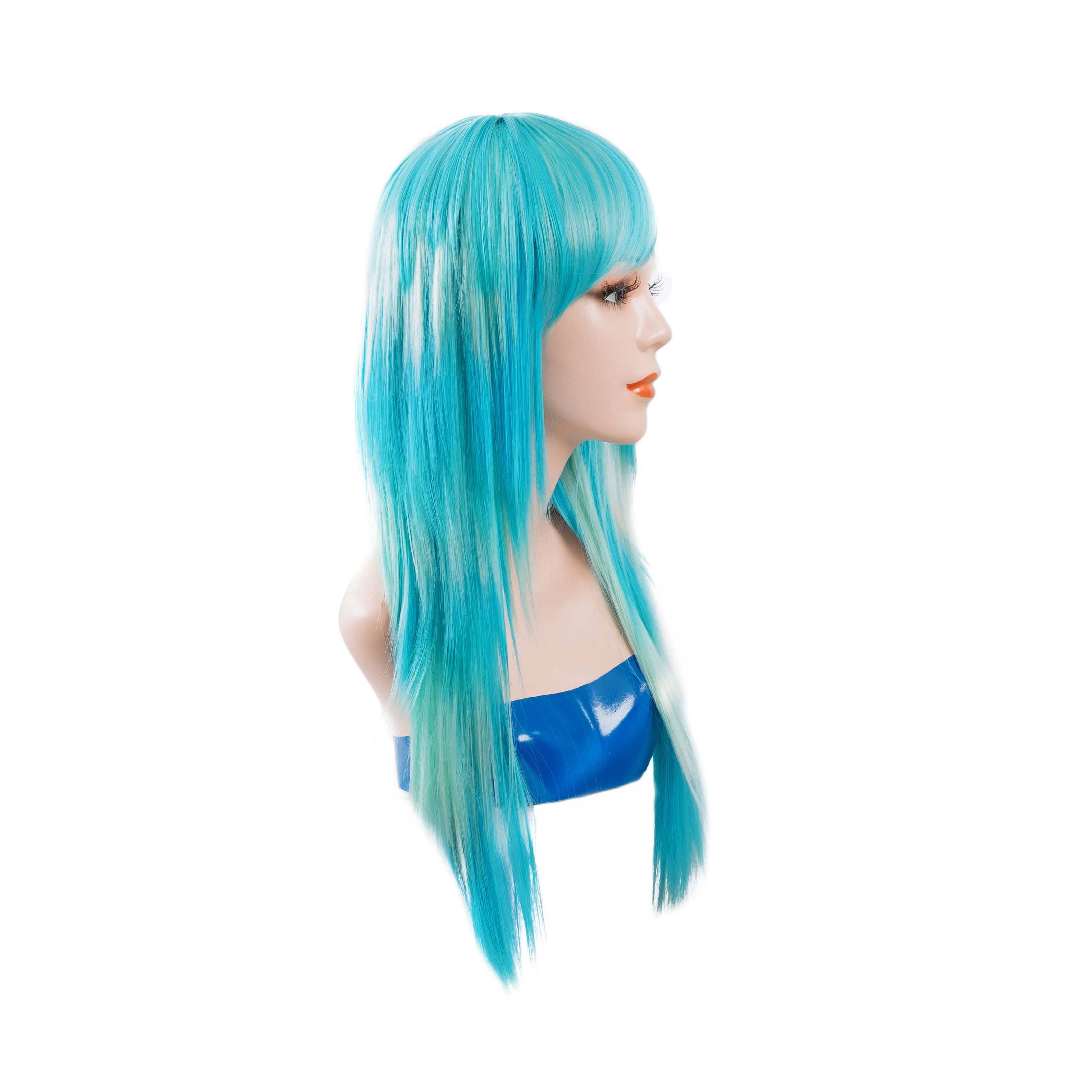 Anxin Best Selling Customize Synthetic Hair Long Straight Wigs Blue And White Ombre Human Hair Like Wig For Woman