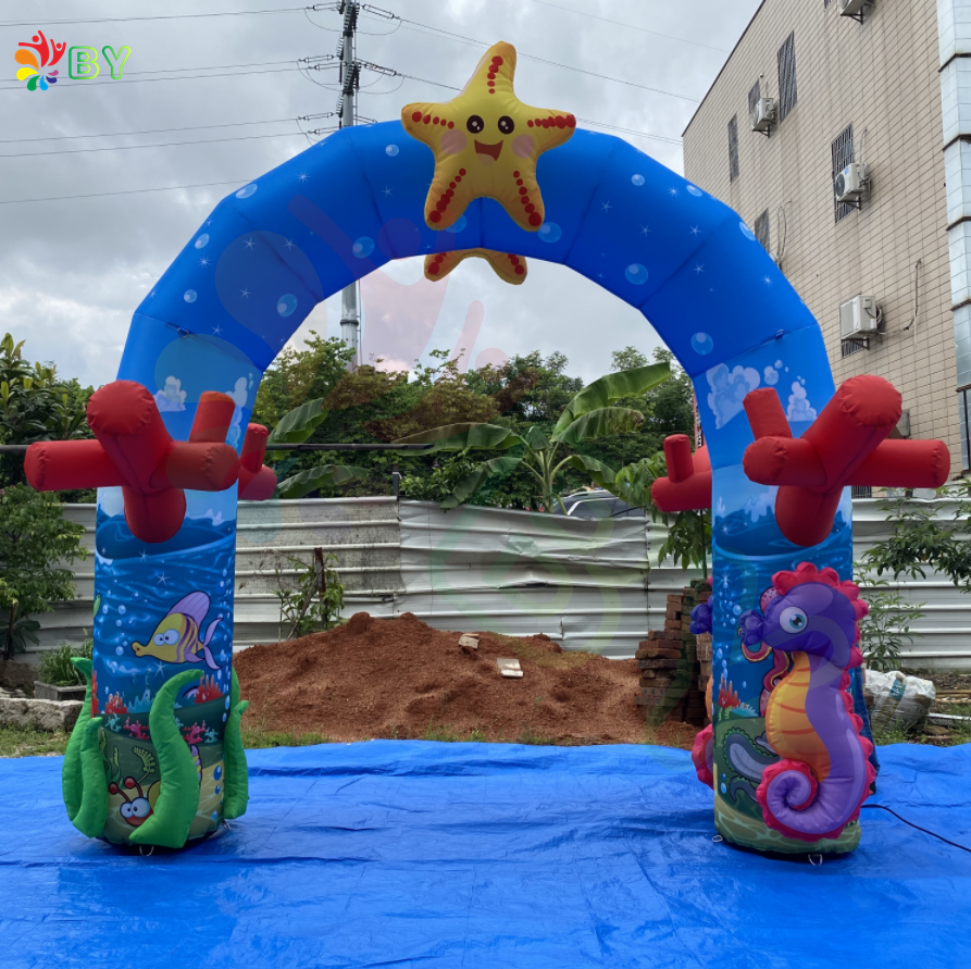 BOYAN  Inflatable Dolphin Entrance Archway Air Door Inflatable Arch Rental Giant Inflatable Dolphin Arch For Aquarium