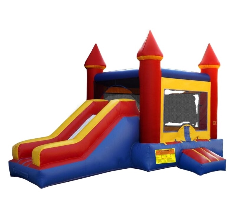 Commercial grade Custom size moonwalk bouncy slide bounce kids play house combo rainbow inflatable bouncing jumping castle